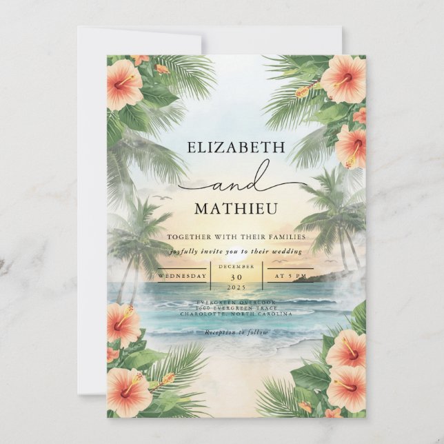 Invitation Vivid Tropical Arch Mariage floral (Devant)