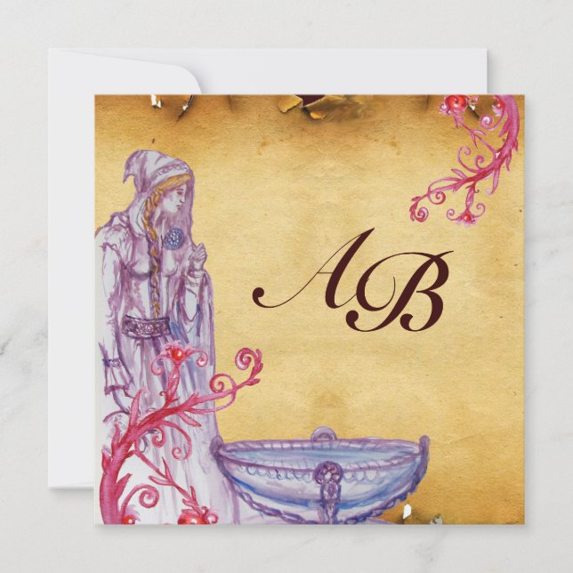 Invitation VIVIEN MONOGRAM parchemin violet (Devant)