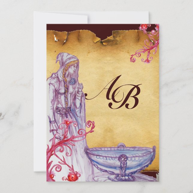 Invitation VIVIEN MONOGRAM parchemin violet (Devant)