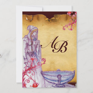 Invitation VIVIEN MONOGRAM parchemin violet