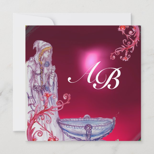 Invitation VIVIEN MONOGRAM rouge rubis or (Devant)