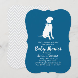Invitation Vizsla Chien Baby shower Garçon bleu