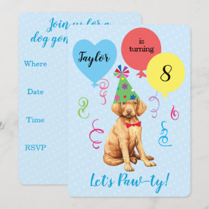 Invitation Vizsla des ballons de fête d'anniversai