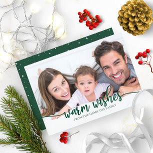 Invitation Vœux Chics Calligraphie Verte Photo Noël