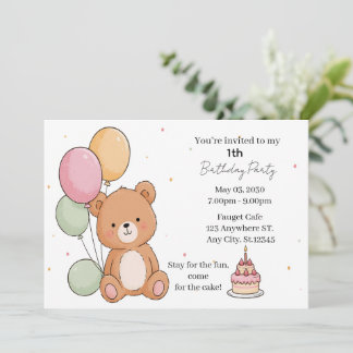 Invitation Vœux d'anniversaire de l'ours doux