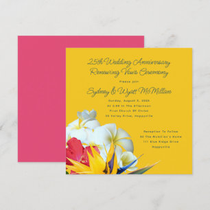Invitation Vœux d'anniversaire floraux hawaïens tropicaux Inv