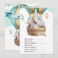 Vœux d'aventure animale pour jeu de Baby Shower