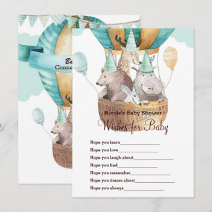 Invitation Vœux d'aventure animale pour jeu de Baby Shower