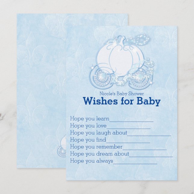 Invitation Vœux de Carrosse de Cendrillon pour Jeu de Baby Sh (Devant / Derrière)