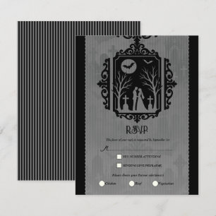 Invitation Vœux de cimetière Mariage gothique noir et gris RS