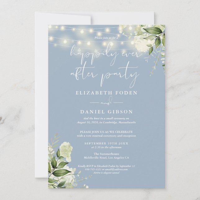 Invitation Voeux de mariage de la fête Greenery Happily Ever  (Devant)