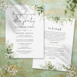Invitation Voeux de mariage pour la fête Greenery Happily Eve