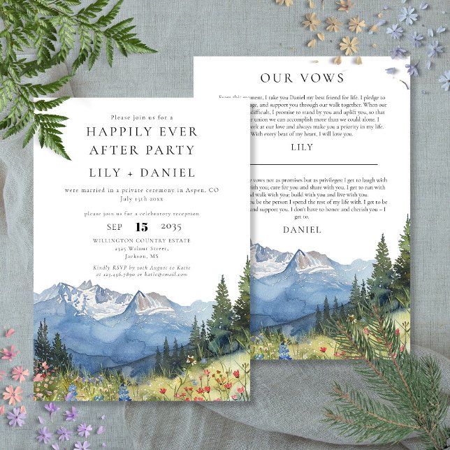 Invitation Vœux de mariage rustique de montagne pour un bonhe (Créateur téléchargé)