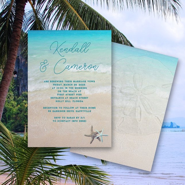 Invitation Vœux de plage Cérémonie moderne et décontractée Ét (Créateur téléchargé)