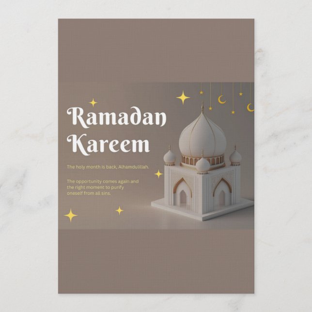 Invitation Vœux de Ramadan en calligraphie arabe élégante (Devant)