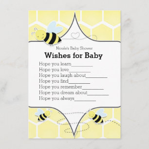 Invitation Vœux jaunes de Bumble BEE pour jeu de Baby Shower