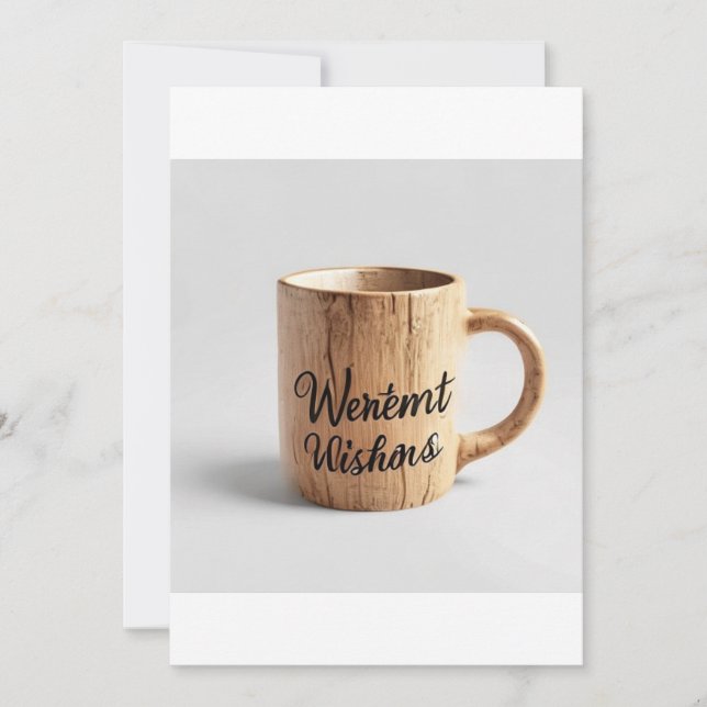 Invitation Vœux les plus chaleureux : Mug d'atelier en bois f (Devant)