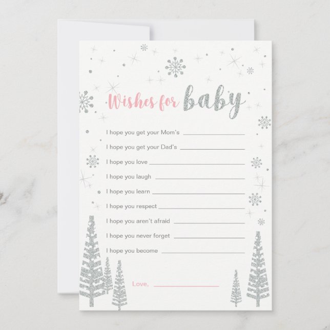 Invitation Voeux pour Baby Card, Jeu Baby shower fille (Devant)
