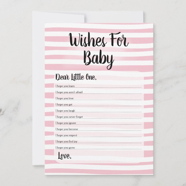Invitation Voeux Pour Baby shower Jeu Rose Blanc (Devant)