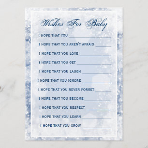 Invitation Voeux Pour Baby shower Nuit Étincelle Bleu