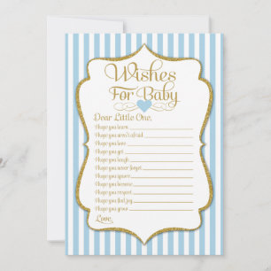 Invitation Voeux Pour Bébé Blue Gold Baby shower de garçon Je
