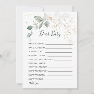 Invitation Voeux pour bébé Green Gold Foliage jeu de douche