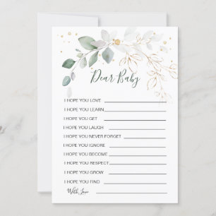 Invitation Voeux pour bébé Green Gold Foliage jeu de douche 