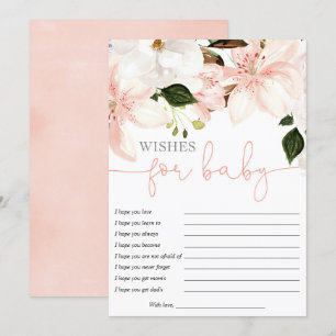 Invitation Voeux pour bébé lys floraux baby shower fille