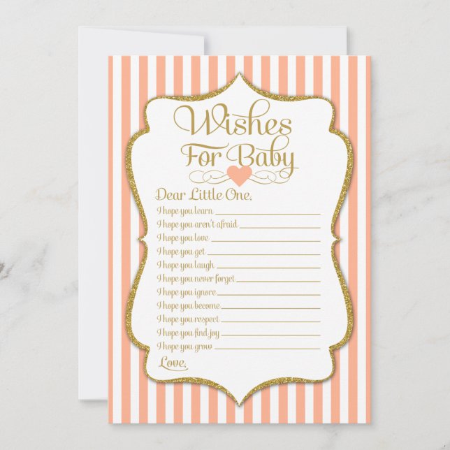 Invitation Voeux Pour Bébé Peach Baby shower Jeu Neutre (Devant)