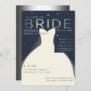 Invitation Voici BRIDE Silver & Blue Chic Fête des mariées