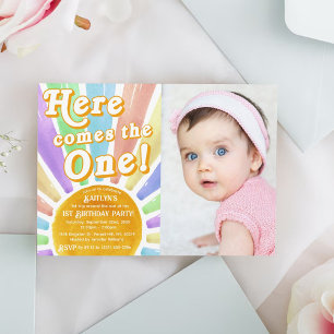 Invitation Voici Celui-Là ! Retro Soleil 1er Anniversaire Pho