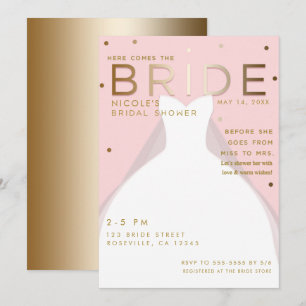 Invitation Voici la BRIDE Chic Pink Gold Fête des mariées