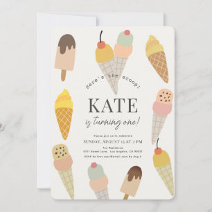 Invitation Voici la crème glacée colorée Scoop 1er anniversai