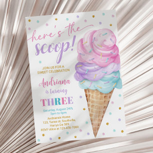 Invitation Voici la crème glacée Scoop Girls Troisième annive