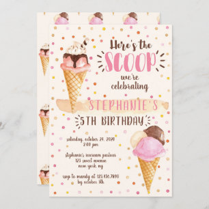 Invitation Voici la fête d'anniversaire de crème glacée de