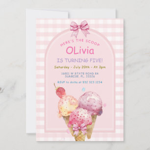 Invitation Voici la fête d'anniversaire de la crème glacée Sc