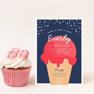 Invitation Voici la fête d'anniversaire de la crème glacée Sc