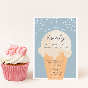 Invitation Voici la fête d'anniversaire de la crème glacée Sc