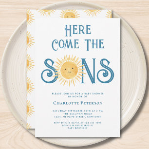 Invitation Voici la fête de naissance des jumeaux garçons