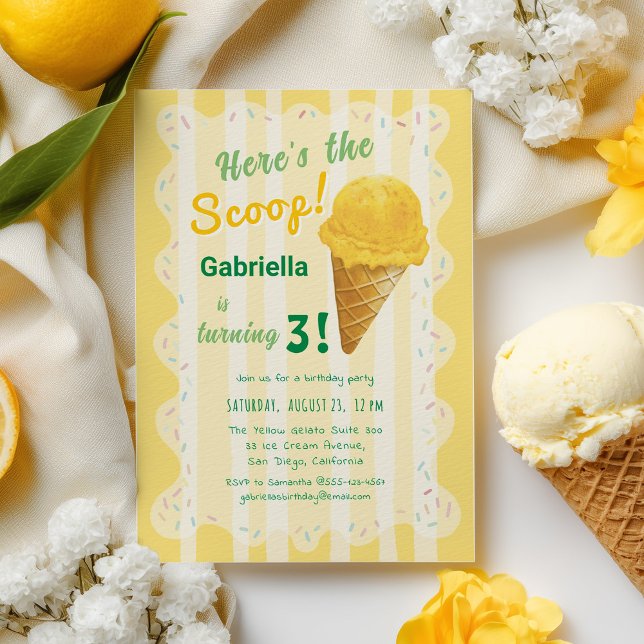 Invitation Voici la fête d'été de la crème glacée Scoop (Créateur téléchargé)