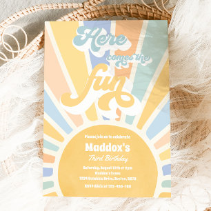 Invitation Voici la fête fun Boho Sunshine Birthday Party