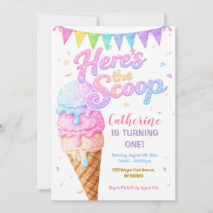 Invitation Voici la Glace d'anniversaire Étincelle