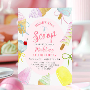 Invitation Voici la Glace de Crème pour la Fête d'Anniversair