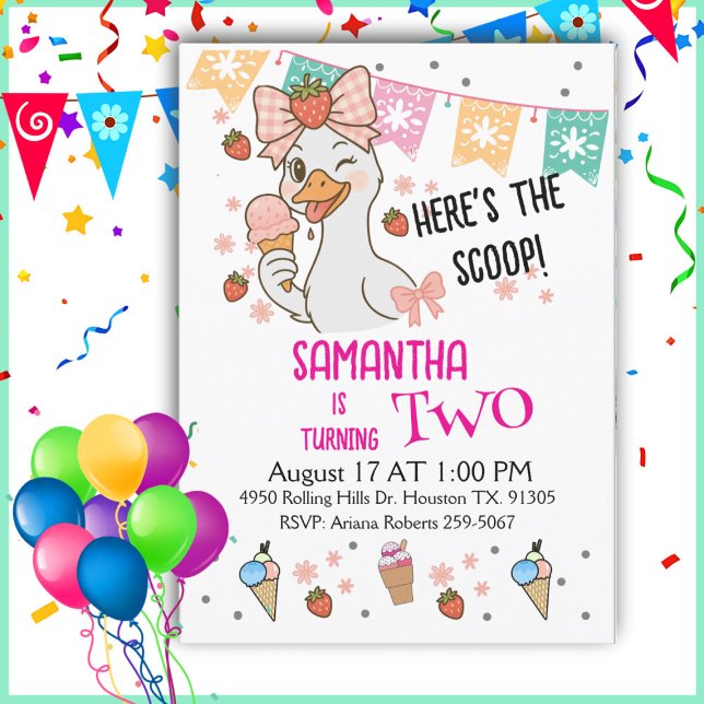 Invitation Voici la Scoop Silly Goose Anniversaire (Créateur téléchargé)