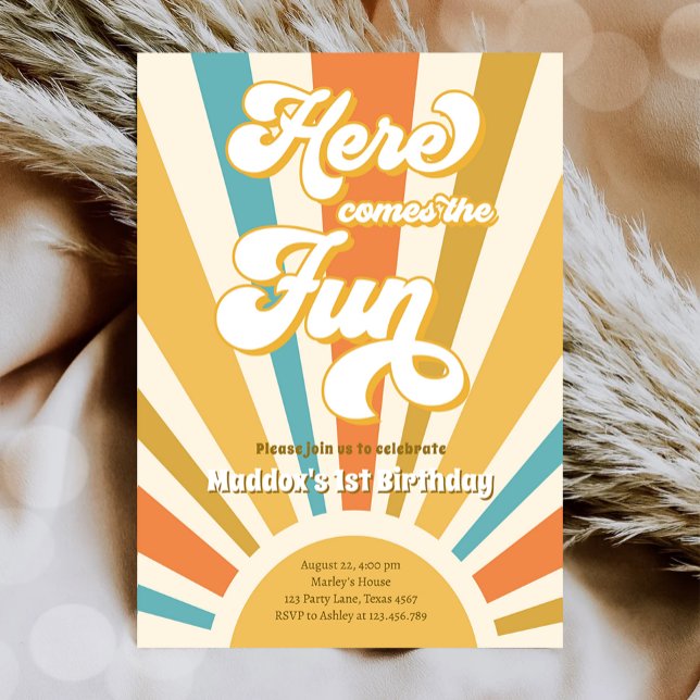 Invitation Voici L'Amusant Retro Boho Hippie Boy Anniversaire (Créateur téléchargé)