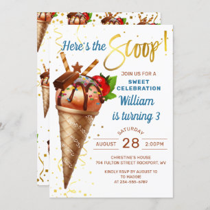 Invitation Voici l'anniversaire de la crème glacée au chocola