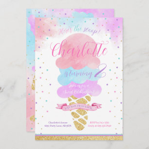 Invitation Voici l'anniversaire de la crème glacée Scoop