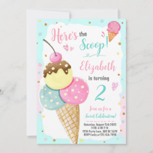 Invitation Voici l'anniversaire de la crème glacée Scoop