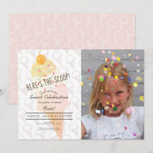 Invitation Voici l'anniversaire de la crème glacée Scoop Pink