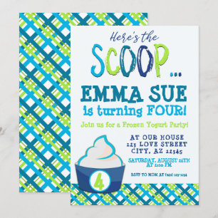 Invitation Voici l'anniversaire de la fête du yaourt congelé